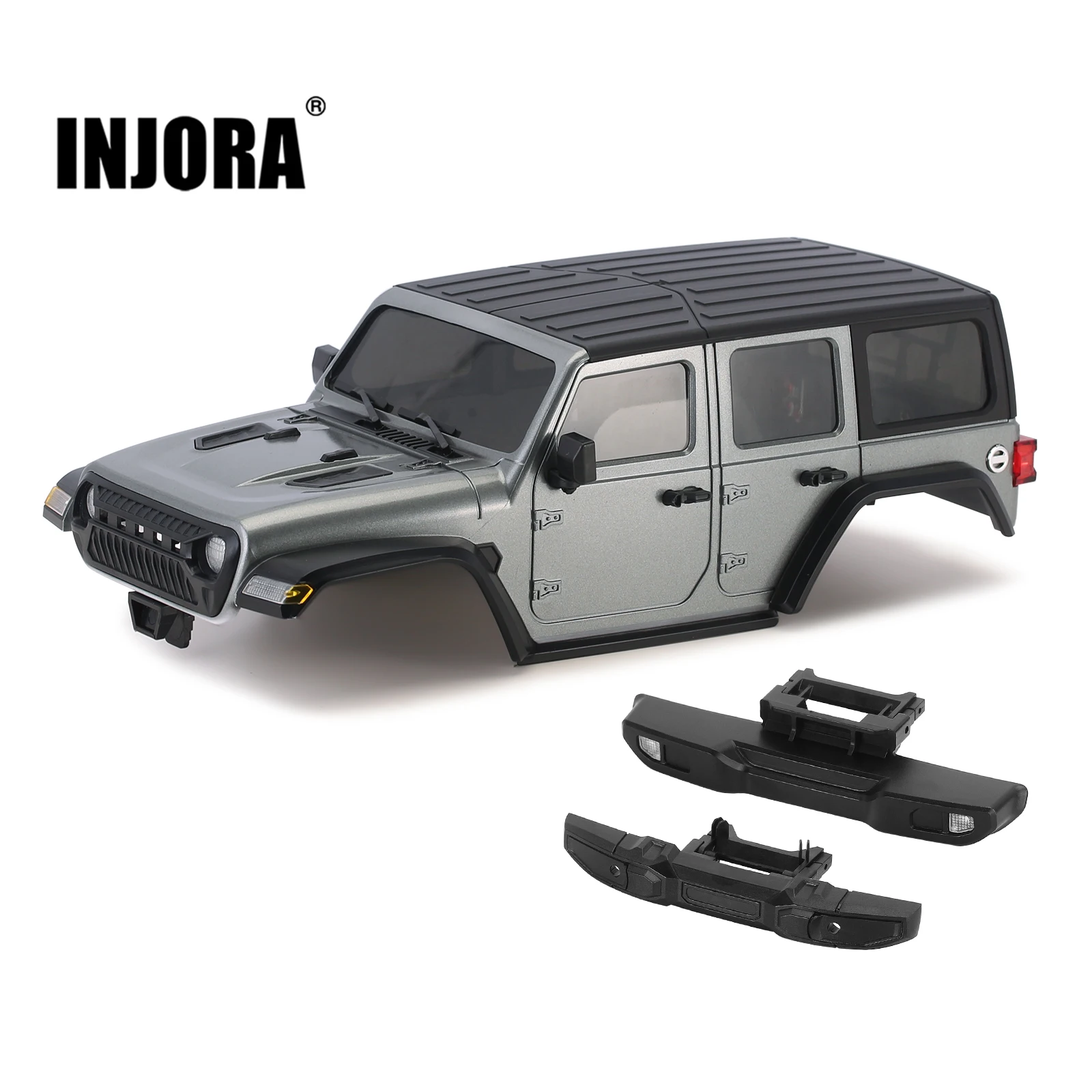 

INJORA 6.10in Wheelbase ABS Hardtop Body Kit with Front Rear Bumpers for 1/18 RC Crawler TRX4M Bronco Defender Chassis (4M-66)