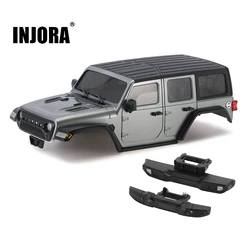 INJORA 6.10in Wheelbase ABS Hardtop Body Kit with Front Rear Bumpers for 1/18 RC Crawler TRX4M Bronco Defender Chassis  (4M-66)