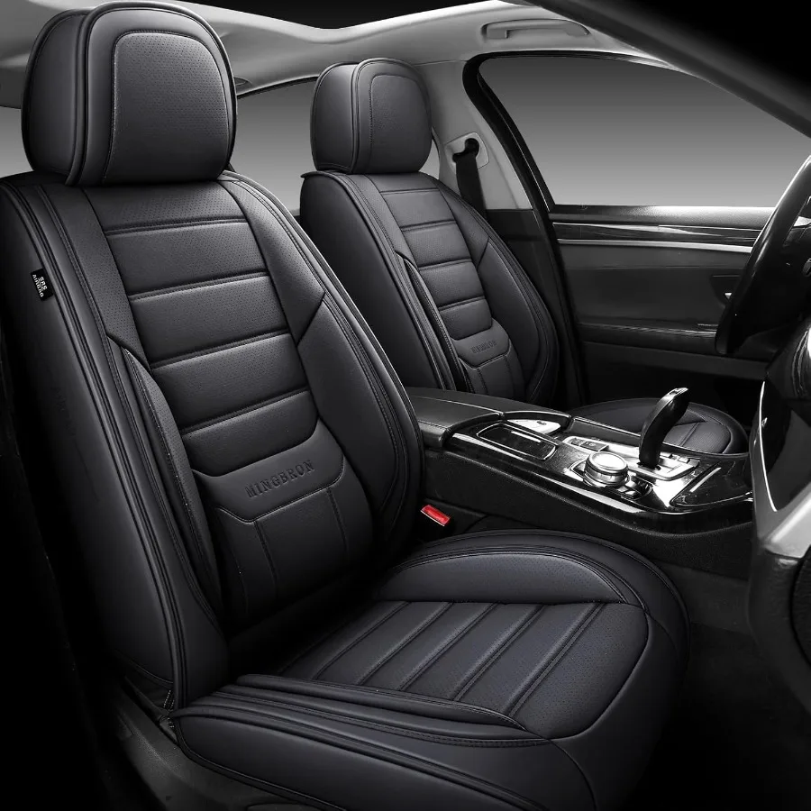 

Universal Fit Front Seat Covers for Most Cars Waterproof Car Seat Protector with Nappa Leather Finish Black Car Seat Cushion fo