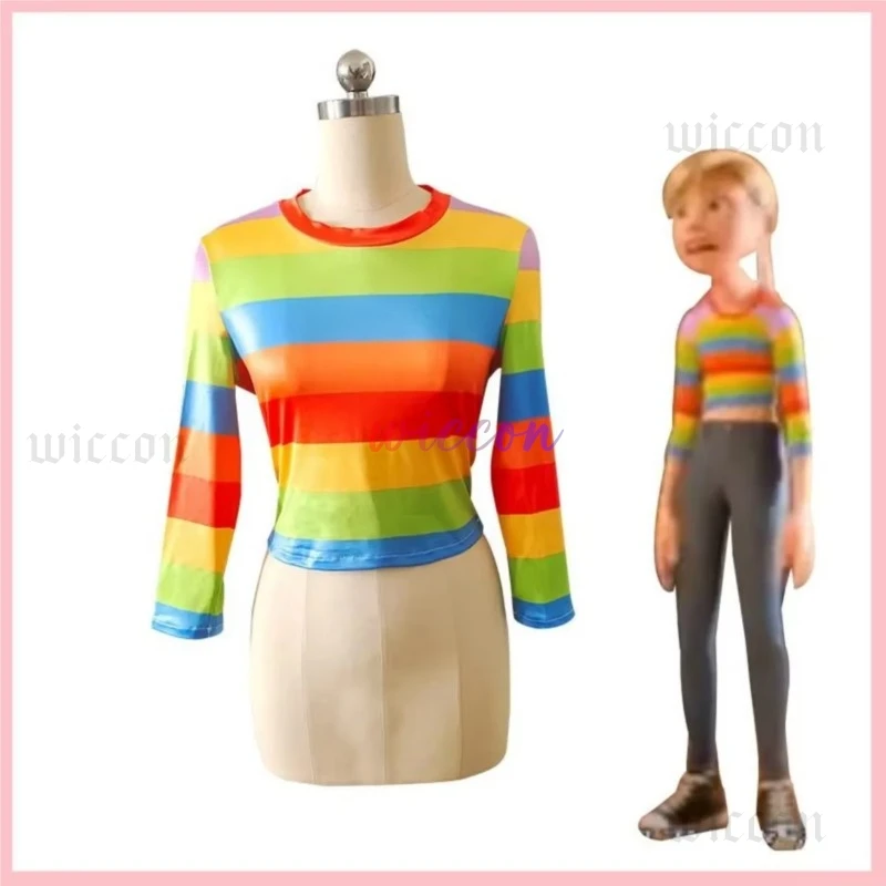 Disfraz de Cosplay de Riley Andersen de la película de anime Inside & Out, Top de manga larga a rayas, conjunto informal Kawaii para adultos, niños y mujeres
