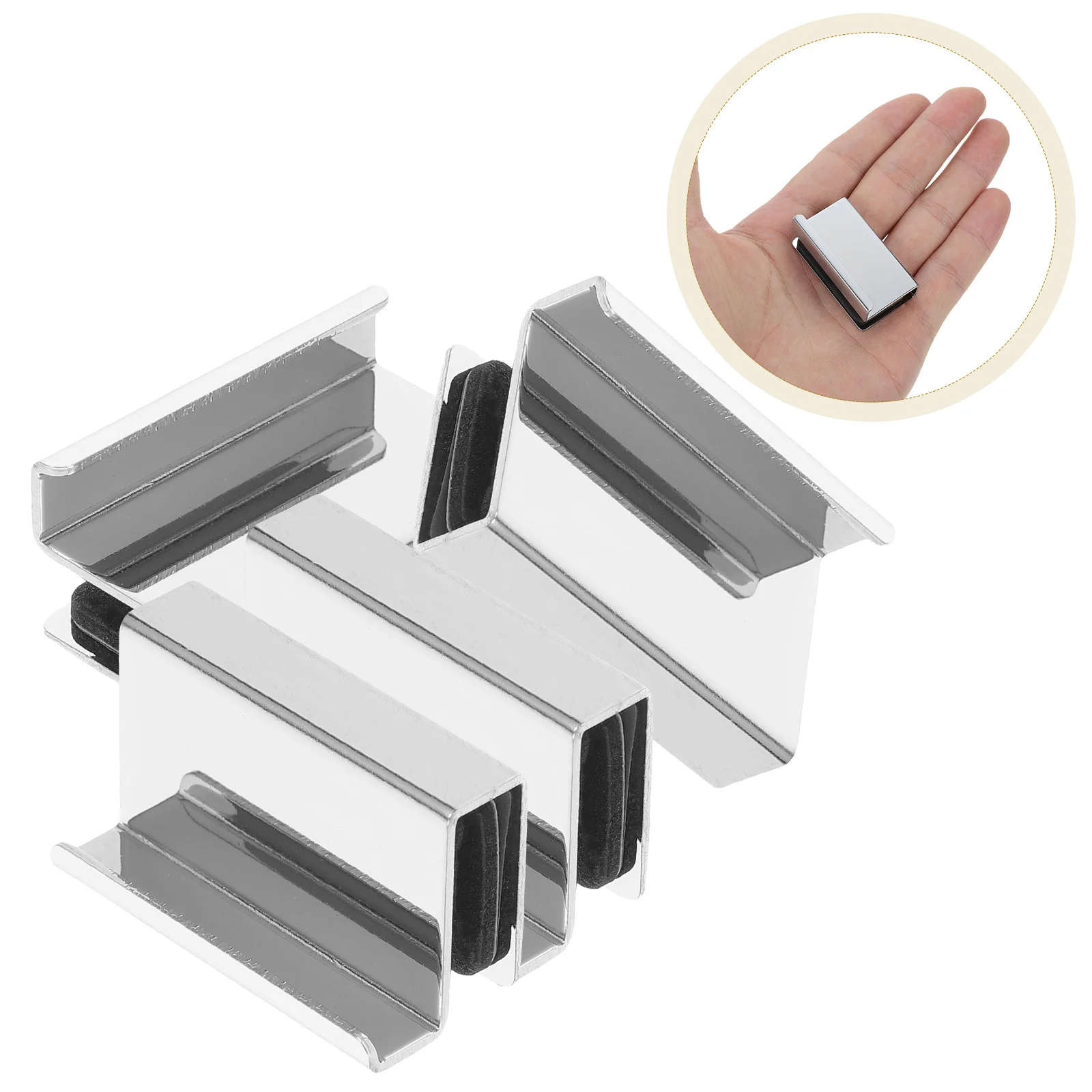 

4Pcs Replaceable Glass Door Clip Puller Handle Robust Cabinet Showcase Door Replacement Accessory Handle Glass