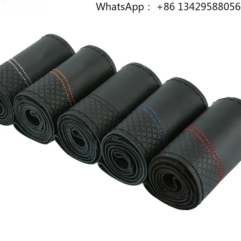 Car With Needle and Thread Auto Interior Accessories Car Steering Wheel Covers Braid DIY 38cm Soft Genuine Leather Car Covers