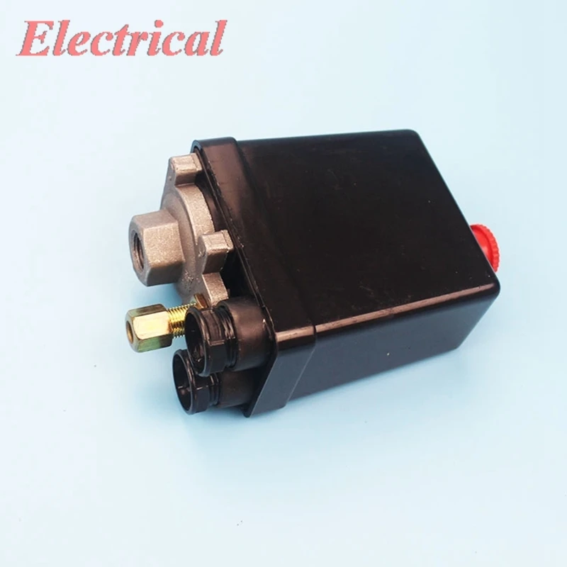 Miniative Air Compressor Bar Pressure Switch Control Valve Black 1Port / 4Port 240V 15A 1.2Mpa PSi 175 Red ON/OFF Switch Knob