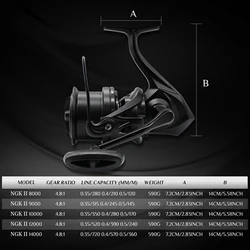 Carrete giratorio de agua dulce ROOBLINOS NGK II Negro – Metal