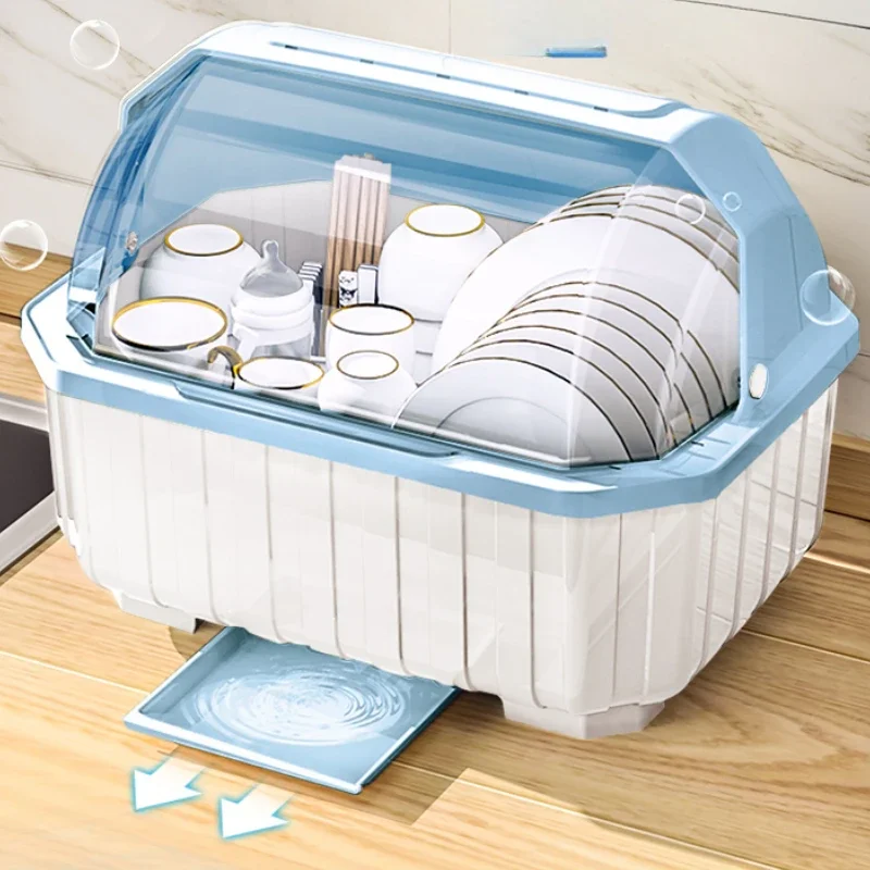 Tableware Storage Box Dish Rack Kitchen Household Plating Multifunctional Drain Shelf Dust-proof  Cupboard