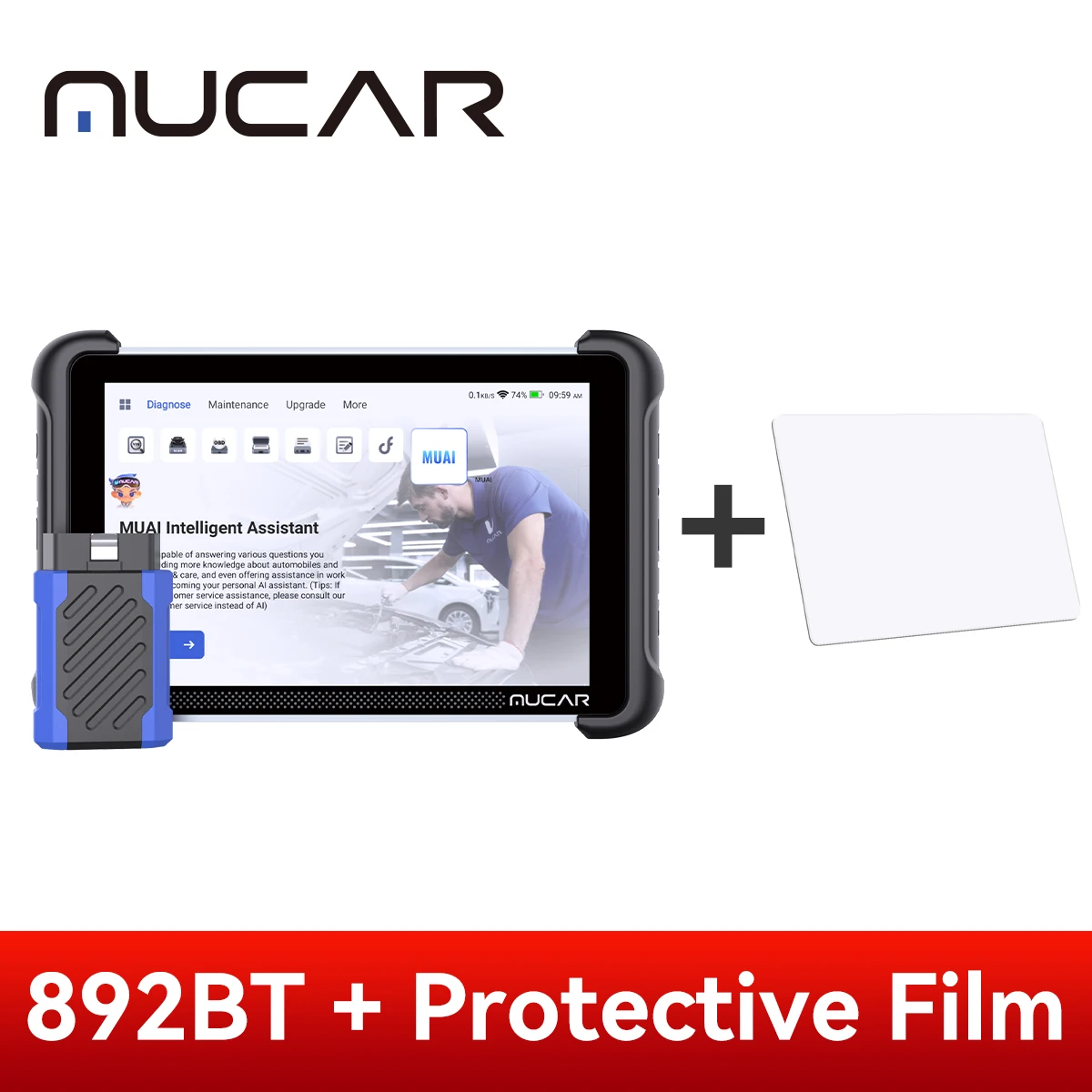 MUCAR 892BT Sleutelprogrammerings- en AI-autodiagnostisch gereedschap, bidirectionele OBD2-scanner, ECU-codering, CANFD DOIP, 35 reset-functies, levenslange gratis toegang.
