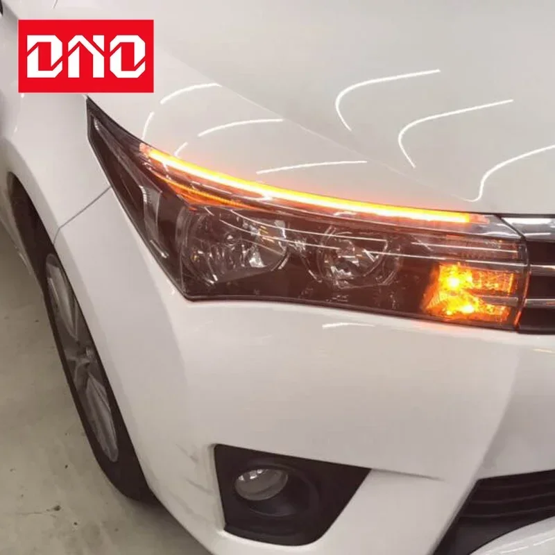 Car LED DRL 12V Daylights For Toyota Corolla 2015 2016 2017 2018 Dynamic Yellow Turn Signal Daytime Headlight Car Running Light