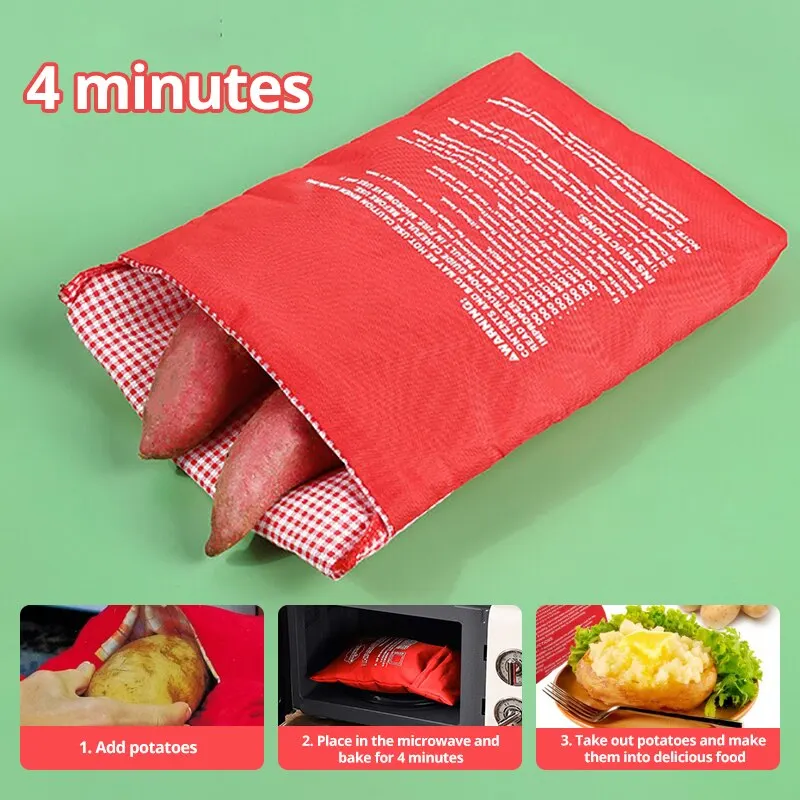 1pc Red Microwave Oven Baked Bags Potatoes Corn Sweet Potato Heating Tools Reusable Microwave Oven Potato Cooking Bags