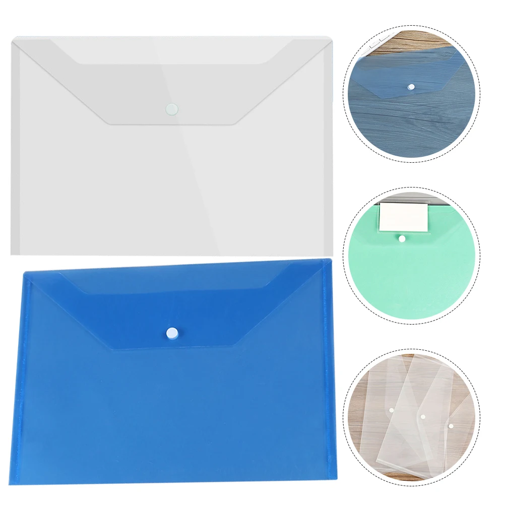

6Pcs Thick Plastic Document Holder File Folders Button Design Office File Bags Practical Organizers Documents Envelopes