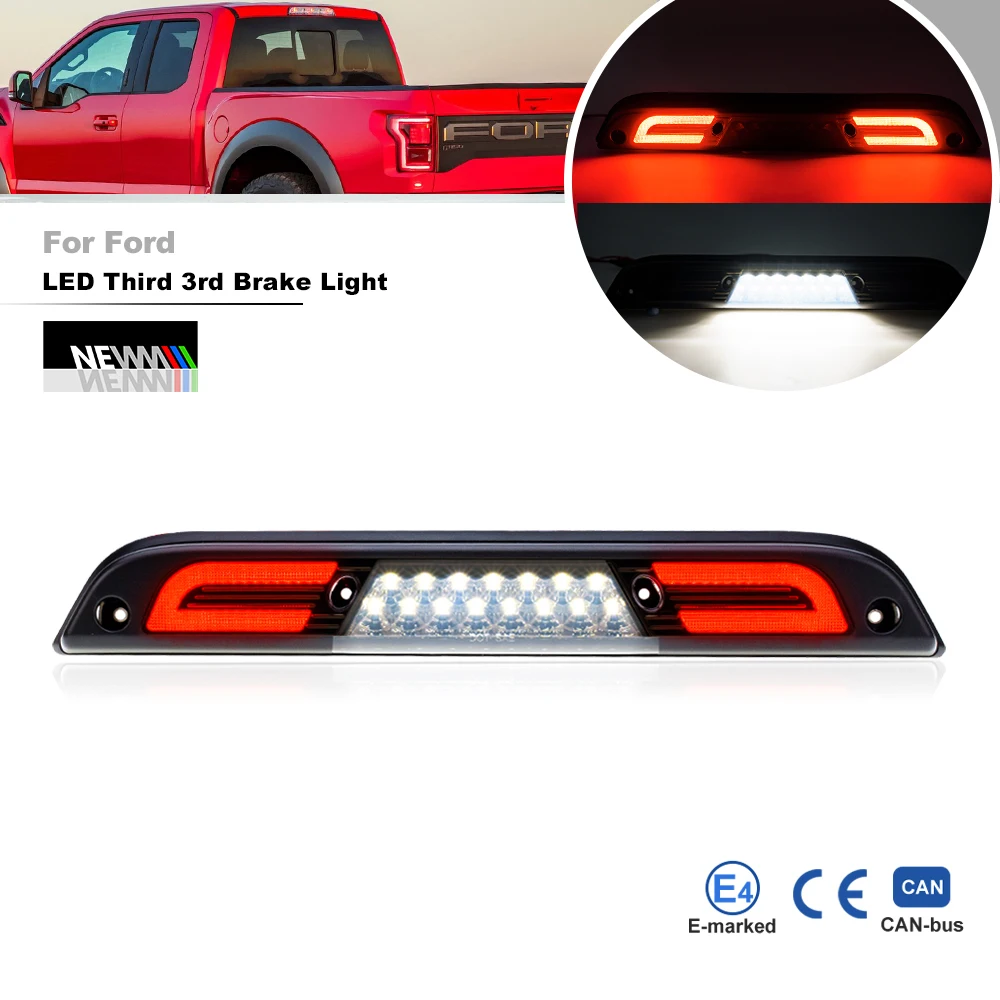 Smoked For 2017-2022 Ford F250 F350 F450 Super Duty F150 Ranger Maverick LED Strobe Third Brake Light Cargo Roof Reverse Lamp