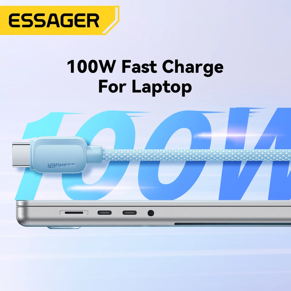 Essager 100W USB Type C To USB C Cable 5A PD Fast Charging Cable Type C Wire For Xiaomi Samsung Huawei Oppo Oneplus Macbook iPad, image 2