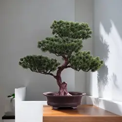 Artificial Bonsai Fake Tree Potted Plant Greenery Ornament Desktop Display for Living Room Home DIY Zen Garden Decoration