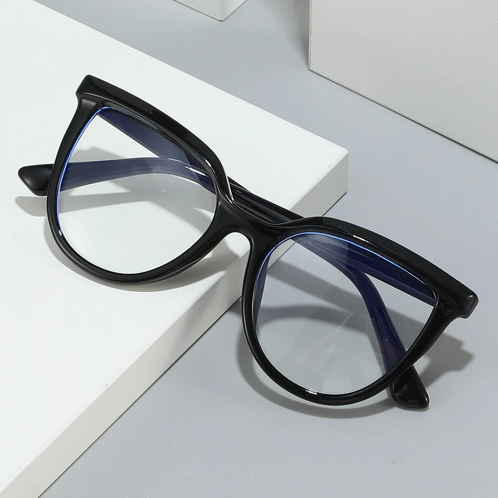 Fashion flat lens large frame eyebrows new anti-blue light glasses exquisite high appearance horizontal frames