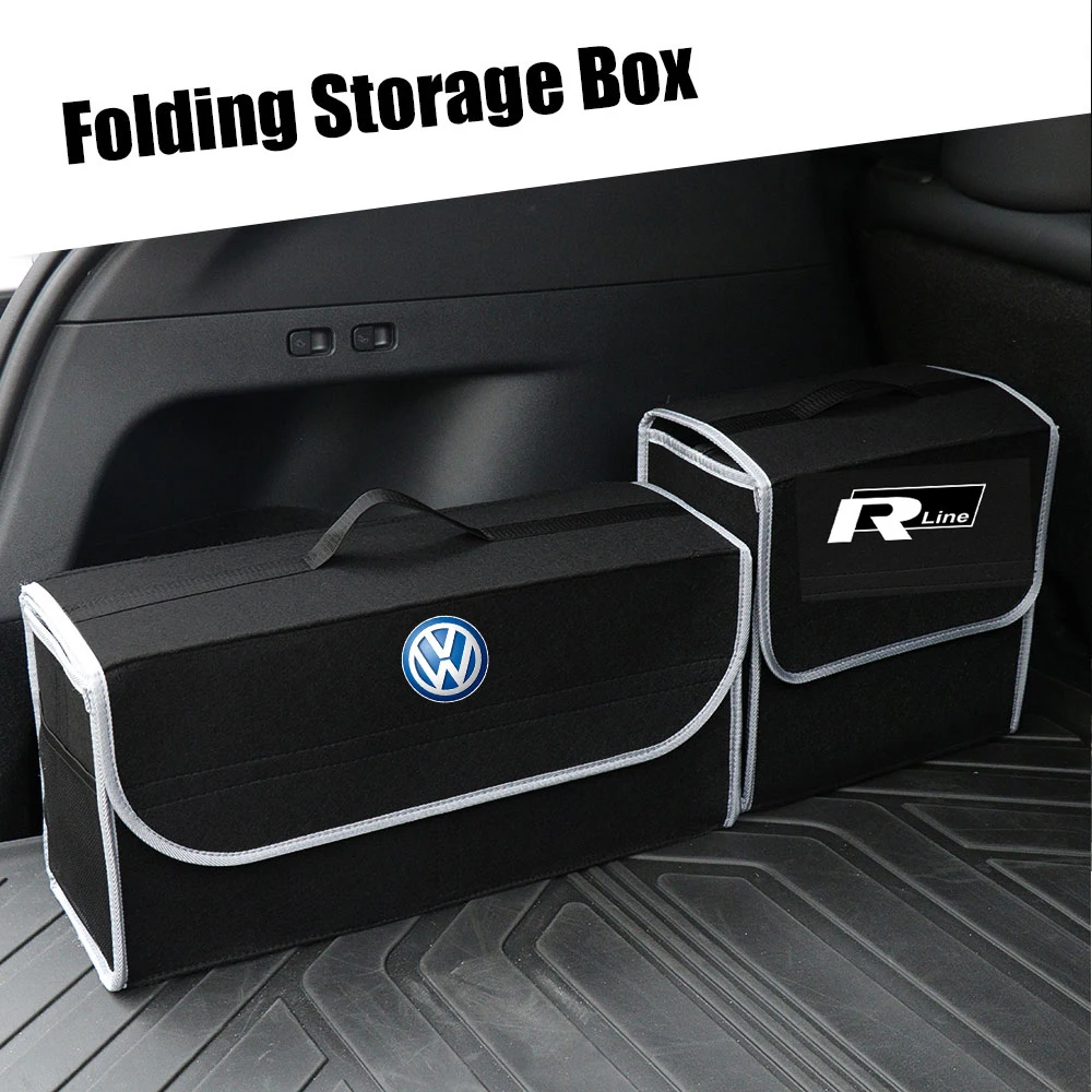 Car Storage Bag Trunk Folding Organizer Felt Storage Box For Volkswagen Rline CADDY Scirocco CC GOLF Beetle Touran Tiguan Polo