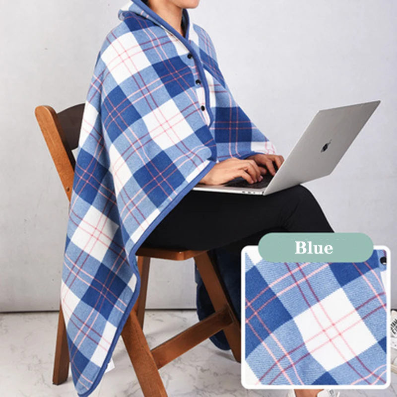 Winter Plaid Blanket Multifunctional Moisture Absorption Heat Cape Cover Blanket Coral Velvet Office Nap Blankets