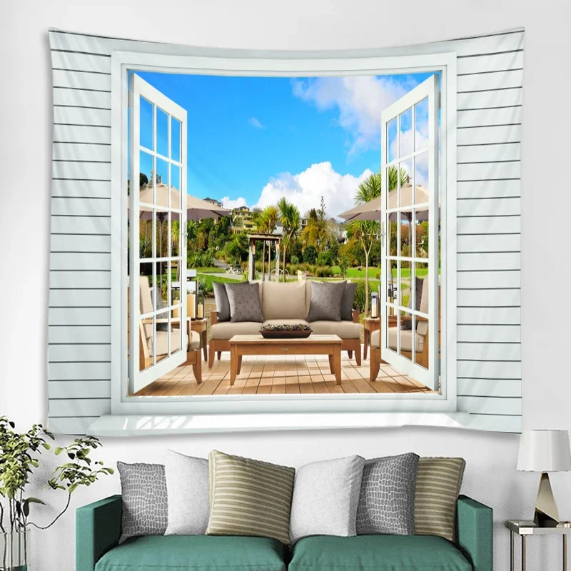 Forest Avenue Outside The Window Printed Tapestry Decorative Mandala Tapestry Indian Home Decor Big Hippie Wall Hanging Blanket