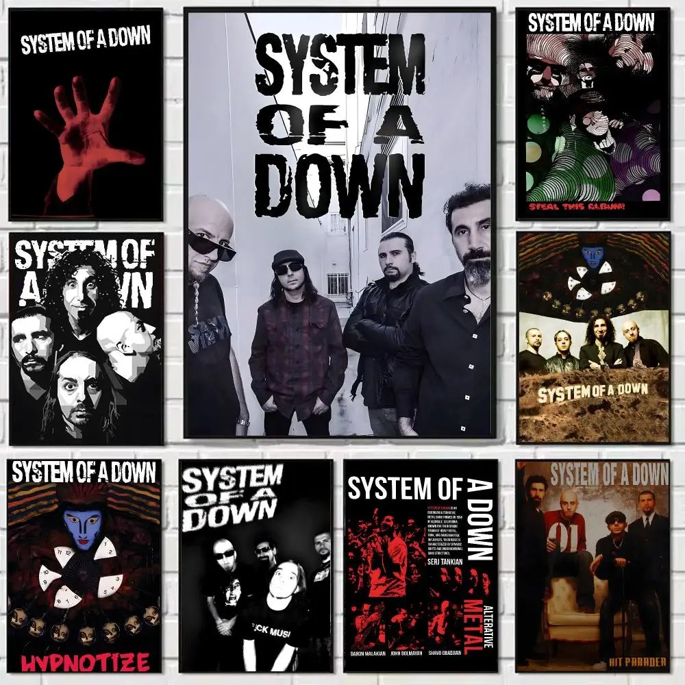 S-System Of A Down Band Poster Self-adhesive Art Waterproof Paper Sticker Coffee House Bar Dorm Room Wall Decor