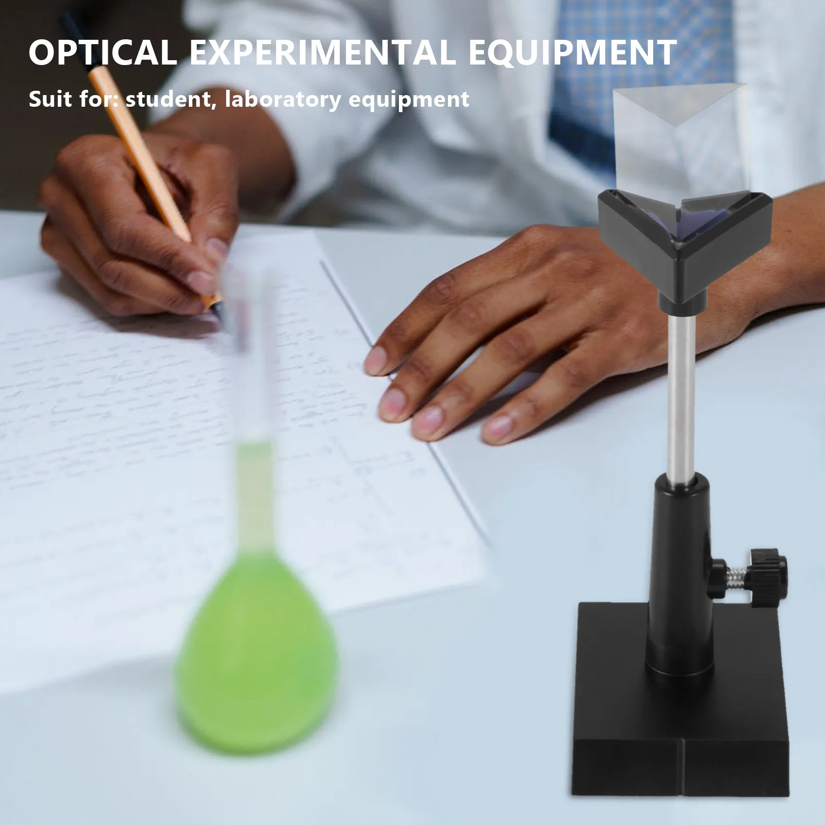 Ensemble d'expérimentation d'optique fongique, lentille convexe, lentille concave, prisme triangulaire, miroir plan, miroir convexe, lentille optique