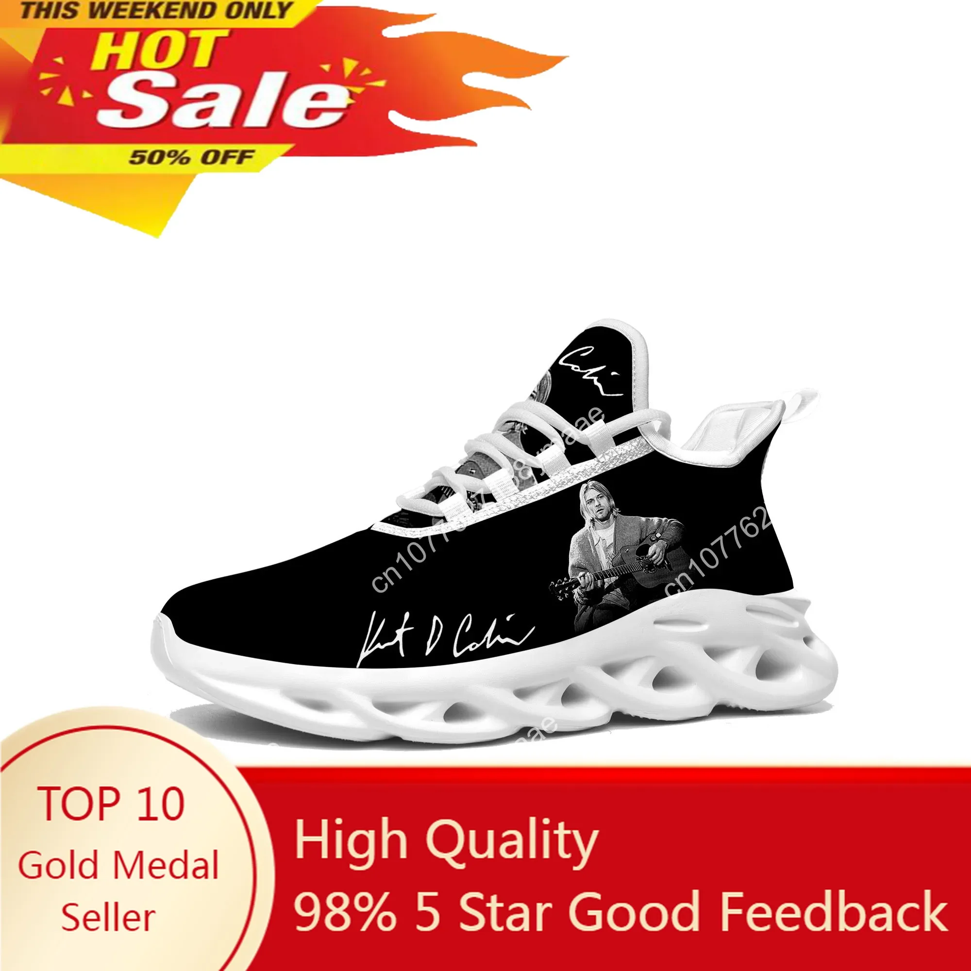 

Kurt Cobain Flats Sneakers Mens Womens Sports Running Shoes High Quality Sneaker Custom Made Shoe Lace Up Mesh Footwear White
