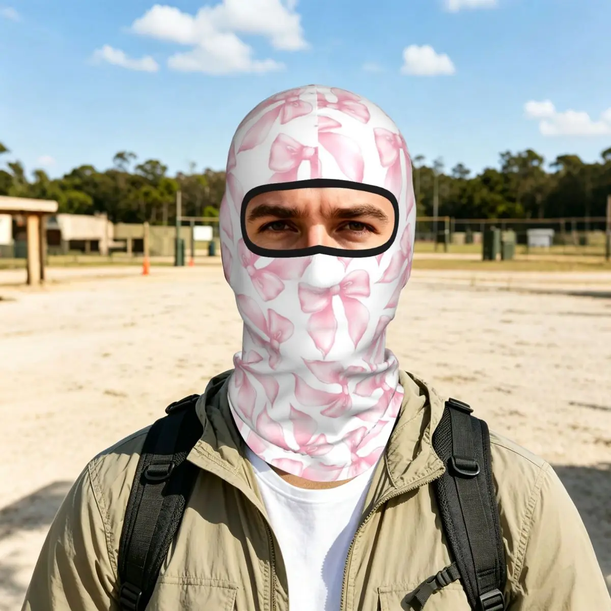 Cochuette Pink Bow Bliss – cagoule respirante, masque facial complet, protection solaire, cache-cou pour moto, cyclisme, pêche, activités de plein air