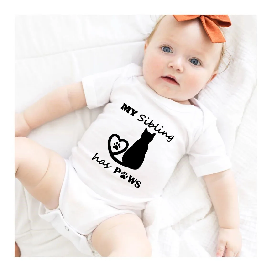 My Siblings Have Paws Print Baby Bodysuit Cute Infant Onesie Newborn Baby Girl Clothes Cotton Toddler Boy Jumpsuit Romper