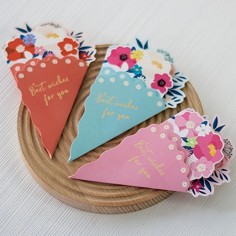 3pcs 3D Flower Bouquet Card - Expressing Gratitude and Blessings Card - A Perfect Gift for Mothers, Teachers, Elders