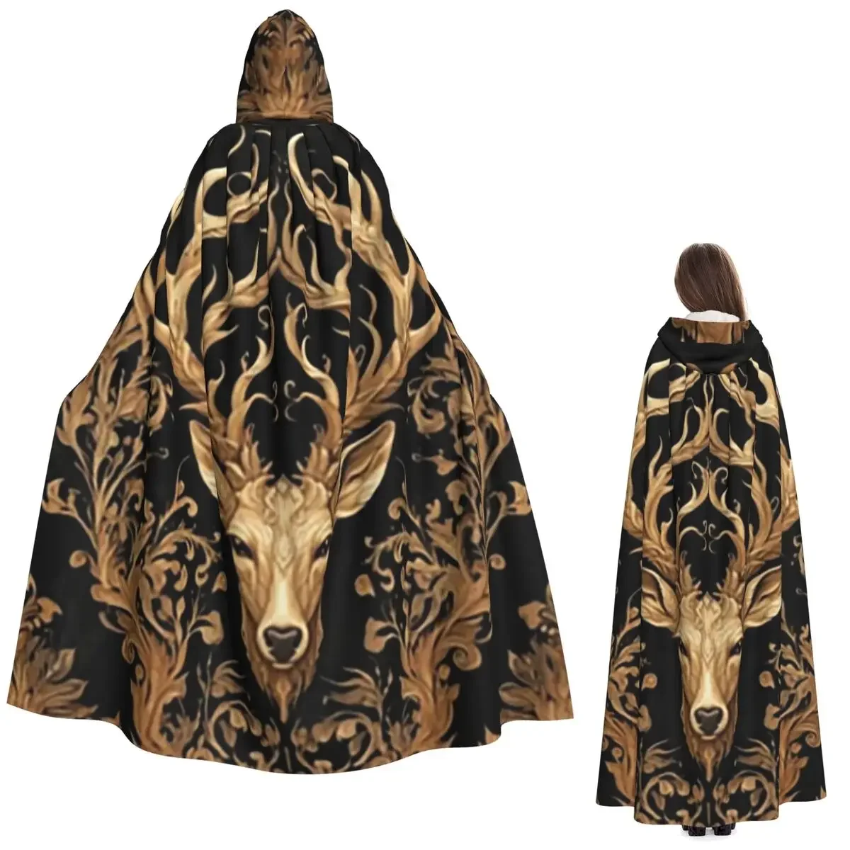 

Длинный плащ с капюшоном «Дерево и жизнь в скандинавском оленем», средневековый костюм ведьмы, накидка для косплея, накидка на Хэллоуин, вампир, для взрослых, унисекс