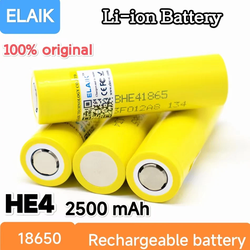 Batería recargable de iones de litio HE4 para linterna de juguete, 1-20 piezas, 18650, 3,6 V, 2500mAh, máx. 20A, 35A