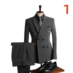 X094 double-breasted suit for men Korean style handsome slim groom wedding dress three-piece suit casual professional suit for m