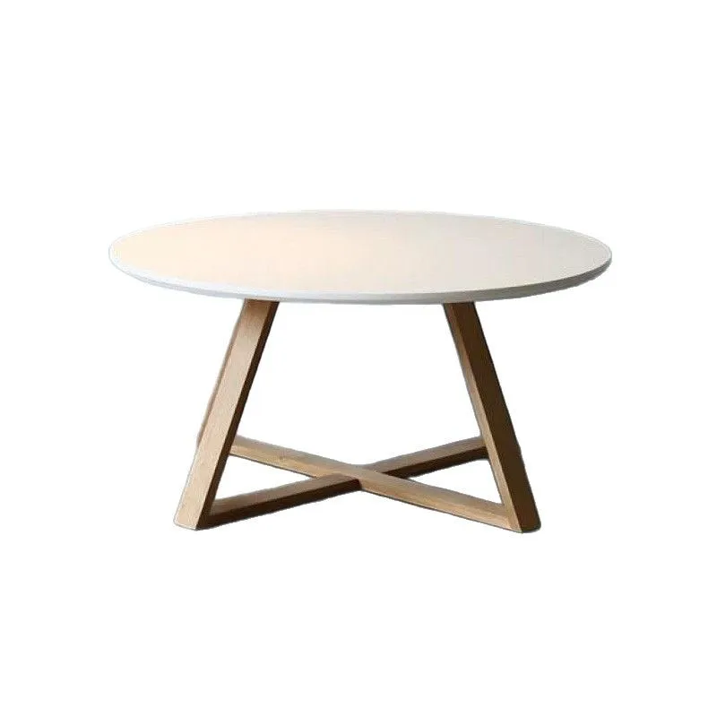 

Nordic solid wood small coffee table, living room home, white round table