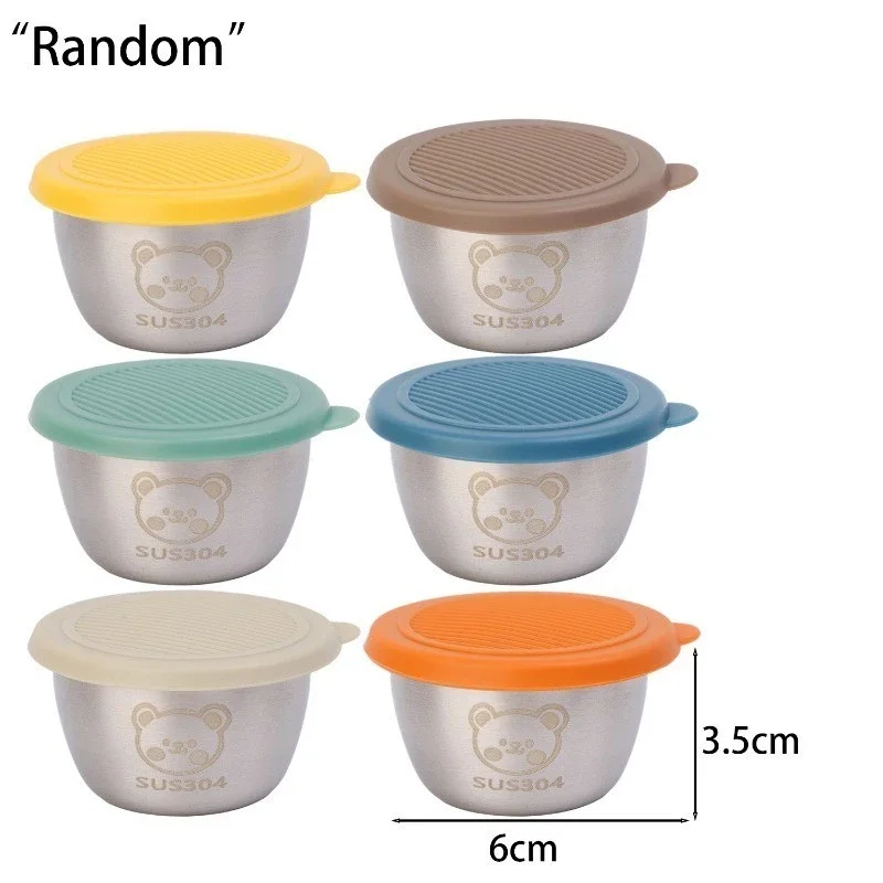 الفولاذ المقاوم للصدأ حاوية صلصة صندوق كوب توابل مع أغطية المتاح جزء الكؤوس سلطة خلع الملابس التوابل منظم مطبخ صغير #5