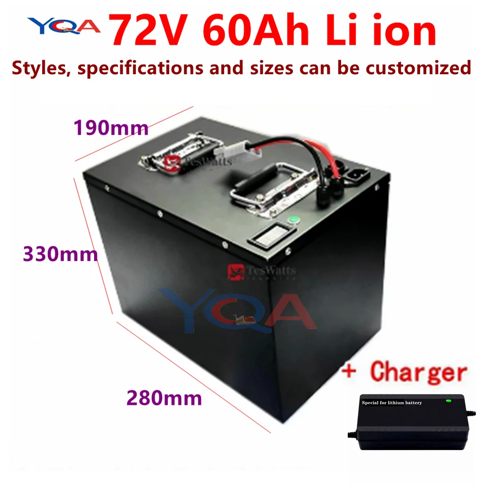 72v 60Ah li-ion lithium battery 72V with BMS for 3000W 5000W golf club bicycle bike tricycle motorhome AGV +10A charger