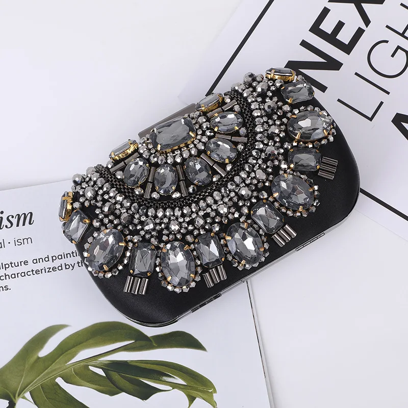 Luxury Handmade Red Green Beaded Ladies Gem Clutch Handbag Women Clutches For Woman Party Wedding Evening Hand Bag