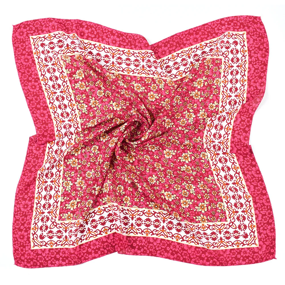 Foulard de sauna de style pastChevpour femmes, imprimé floral de luxe, bandana carré, mouchoir ethnique, châle de tête, 85x85cm