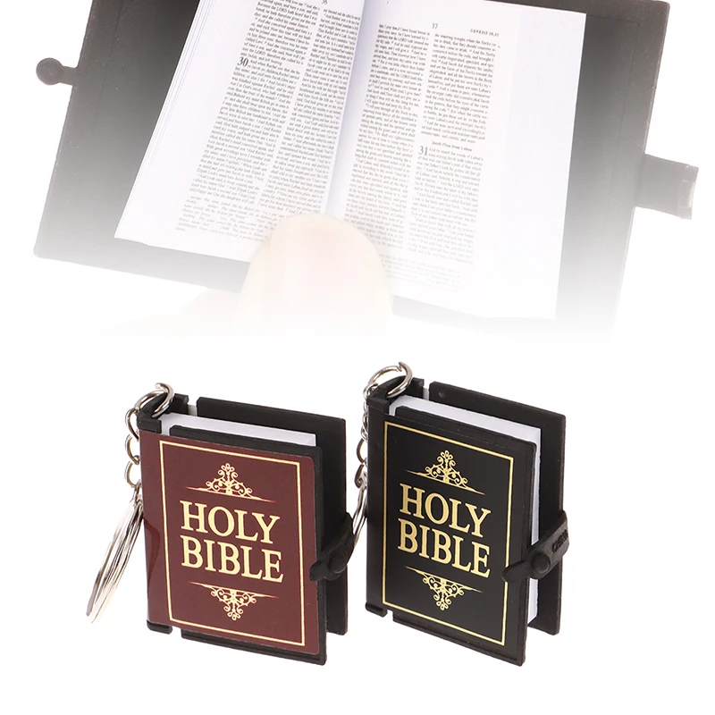 سلسلة مفاتيح صغيرة للكتاب المقدس كتاب قلادة مفتاح سلسلة مفتاح السيارة حقيبة مدرسية اكسسوارات الديكور الإنجليزية الصليب الدينية كيرينغ