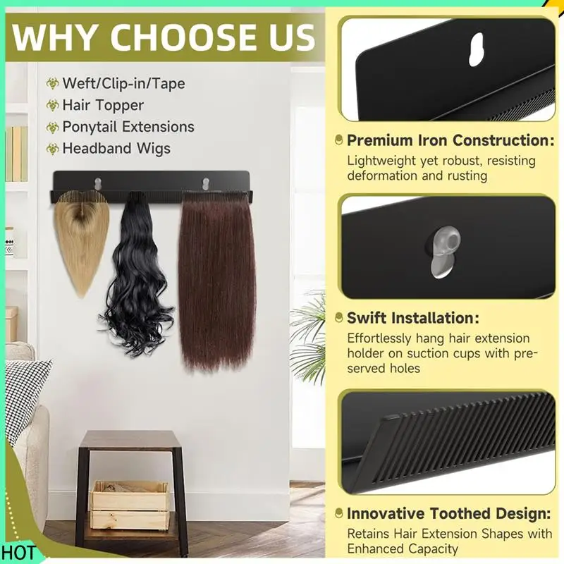 AWAH Hair Extension Hanger,Black Hair Extension Holder For Styling, Washing, Drying, Braiding, Hair Extension Display Rack