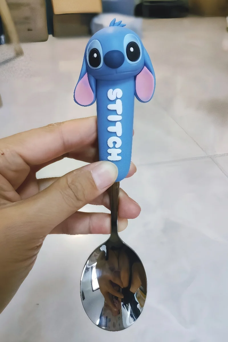 

Anime Disney Stitch Cartoon Figure Spoon Cute Children Stainless Steel Tableware kids Spoon Girls Boys ice cream scoop Gift Toys