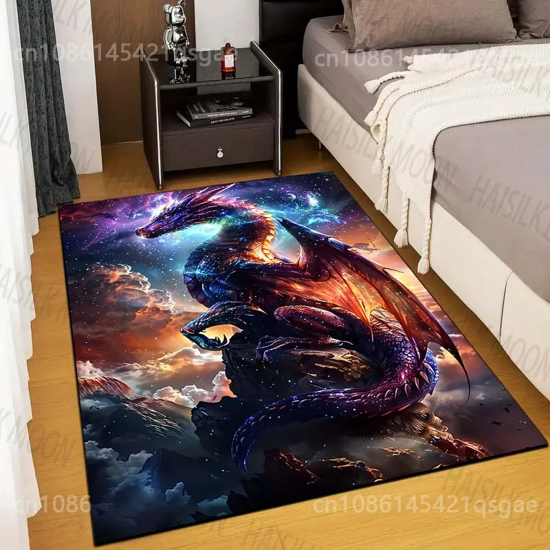 Multiple sizes Dragon soaring in the cosmos Print Carpet Rug for Living Room Bedroom Sofa Doormat Home Decor Non-slip Floor Mat