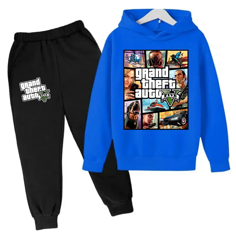 Grand Theft Auto V GTA 5 Kids Hoodie Sweatshirts+Pants Suit 2pcs Sets Boys Cartoon Children Toddler Clothing Boy Girls Outfits