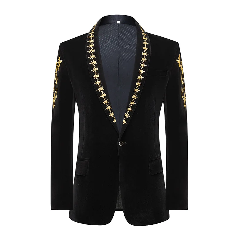 

Trendy Slim Fit Performance Suit for Men, Singer, Stage Performance Host, Art Exam Dress, Plain Black Suit Jacket