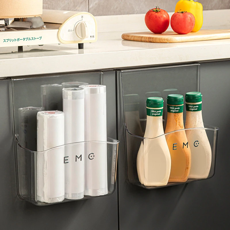 Kitchen Cabinet Door Hanging Rack, Behind-the-door Storage Rack, No-drill Wall-mounted Storage Rack, Transparent And Thickened