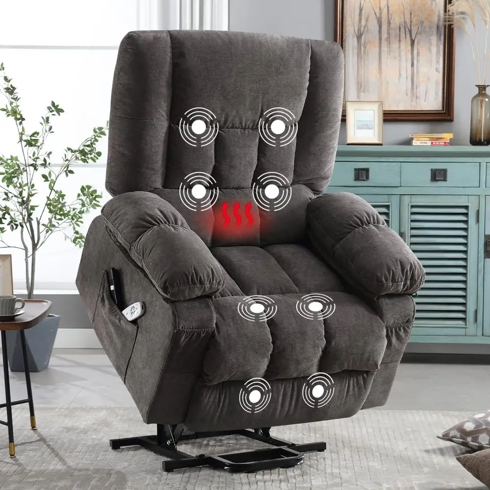 

Power Lift Recliner Chair for Elderly with Vibration Massage and Heating Functions, Electric Recliner Single Sofa with Side Poc