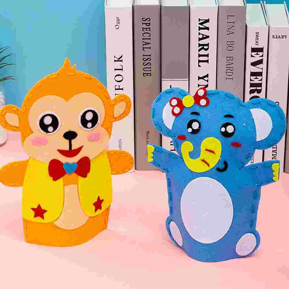 

5 Sets Make Your Puppets DIY Hand Kit Sewing Crafts Hairy Cloth Materials Child