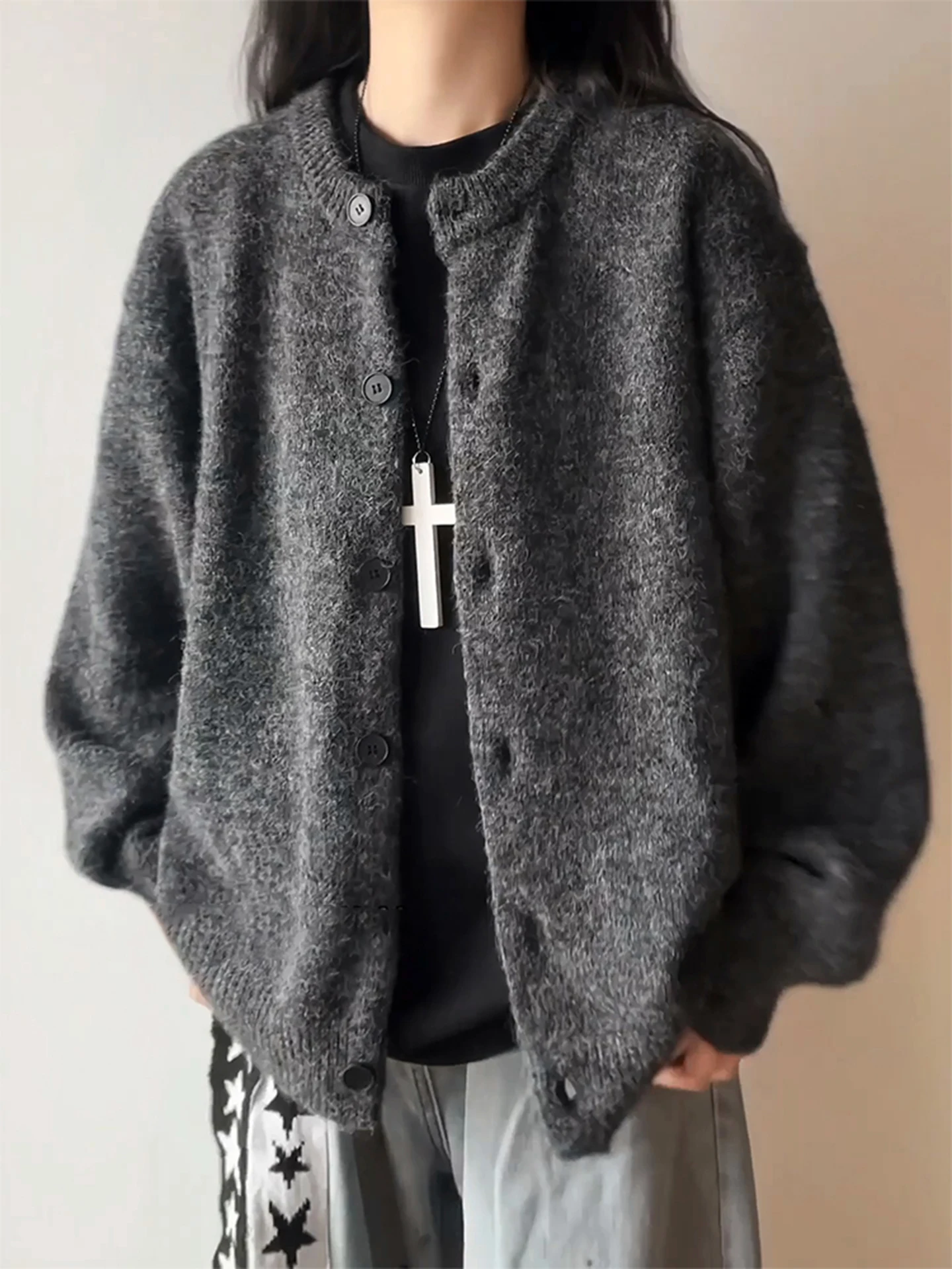 

Мужской вязаный кардиган Deep ey в винтажном американском стиле, свободный крой, осенняя мода