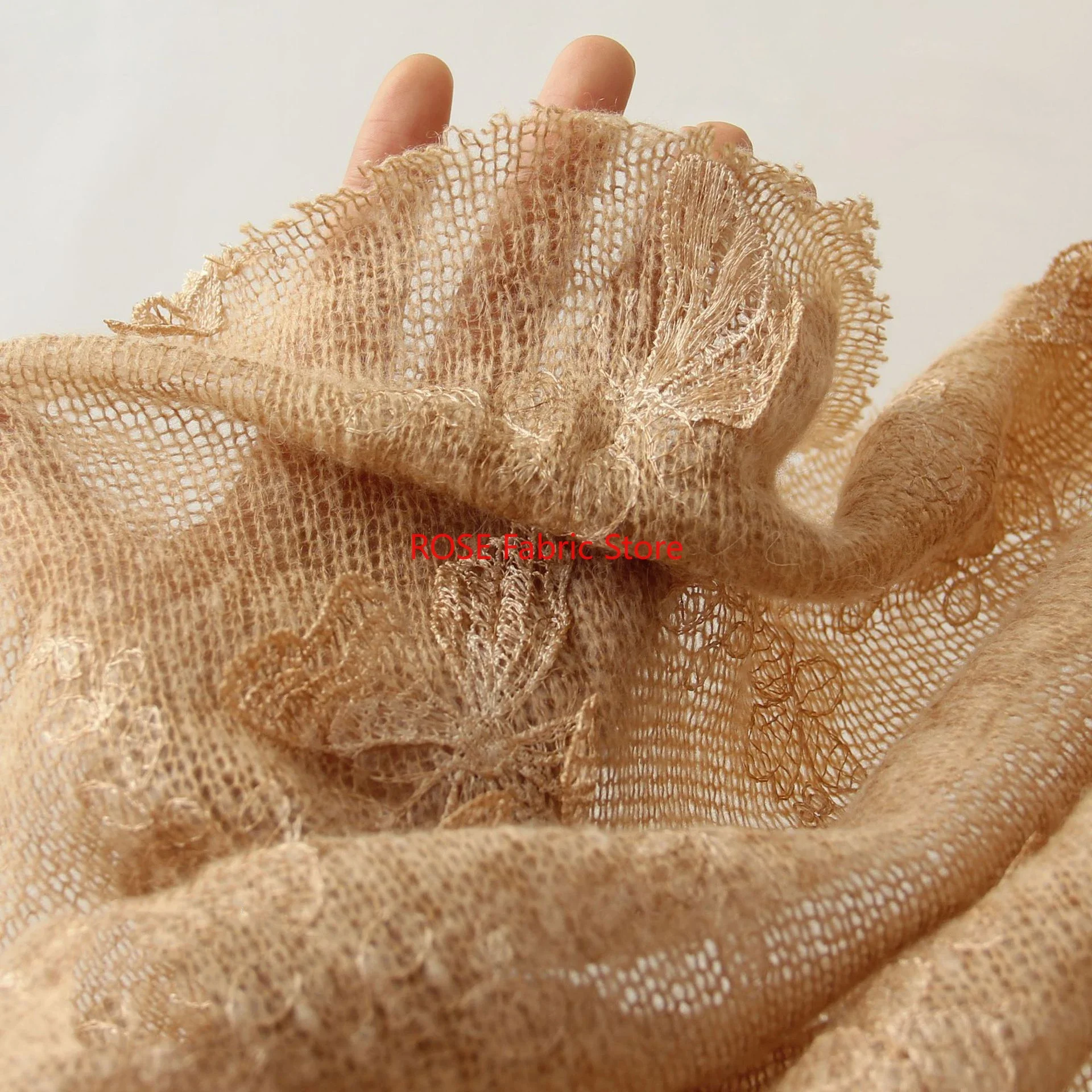 

1 yard 3D Butterfly Soft Hollow Embroidered Knitted Wool Fabric Fashion Clothes Making Designer Fabric
