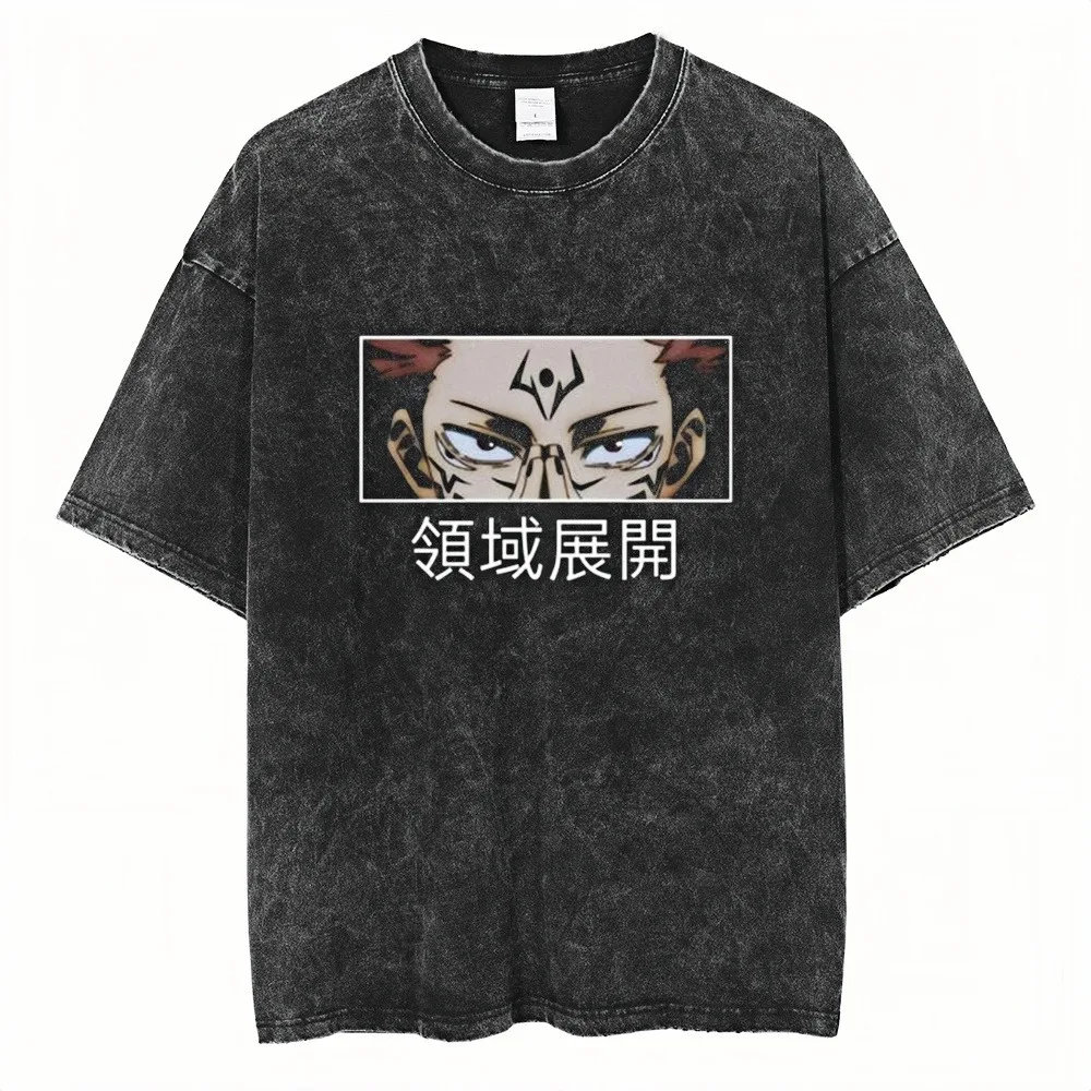 

Acid Washed Jujutsu Kaisen Ryomen Sukuna Graphic Tee Oversized Crewneck Cotton Vintage Anime Streetwear Premium Comfort Tees