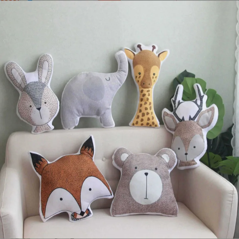 

INS Nordic Cute Animals Plush Toys Bear Deer Fox Sofa Pillow/Cushion Children Room Decor Nursery Kids Room Baby Birthday Gifts