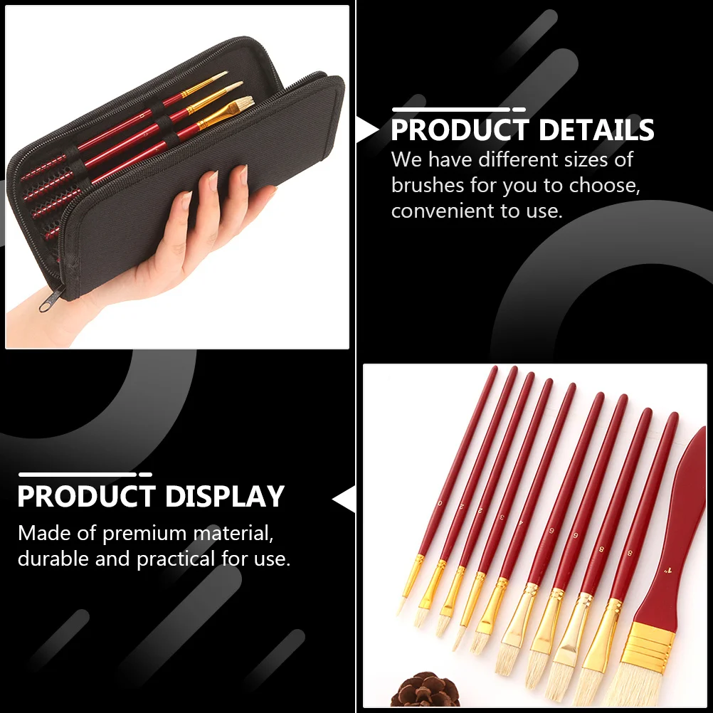 

1Set Premium Wood Handle Bristle Brushes for Oil Watercolor Acrylic Painting Stencils Craft Home Decor Practical Gift Artists