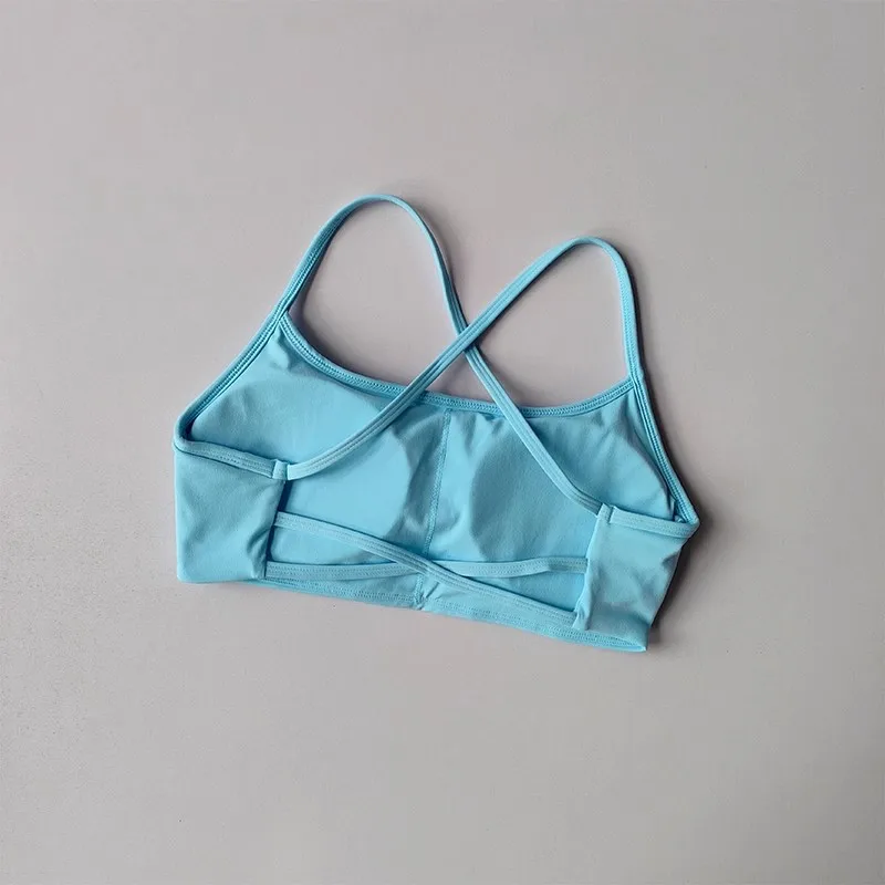Damen Fitness-BH in Uni-Farbe, Weicher Rückenfreier Push-Up Gym-BH, Sport-Top mit Brustpolster, Yoga-BH, Sport-Crop-Top – Detail 18