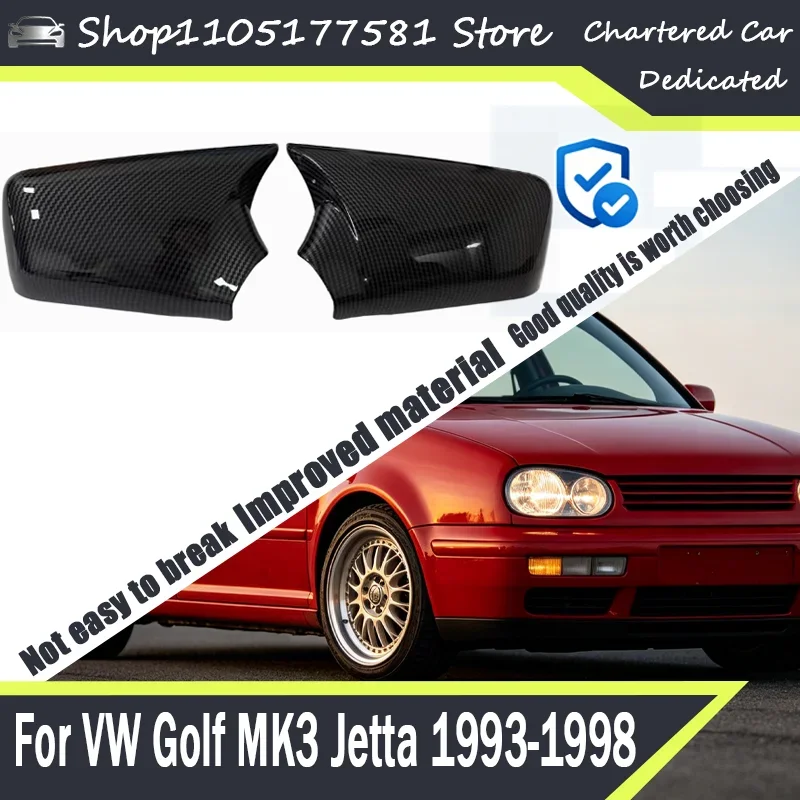 

Carbon Look Rearview Side Mirror Cover Wing Cap Trim Sticker For VW Golf MK3 Jetta 1993-1998 Exterior Decor Case